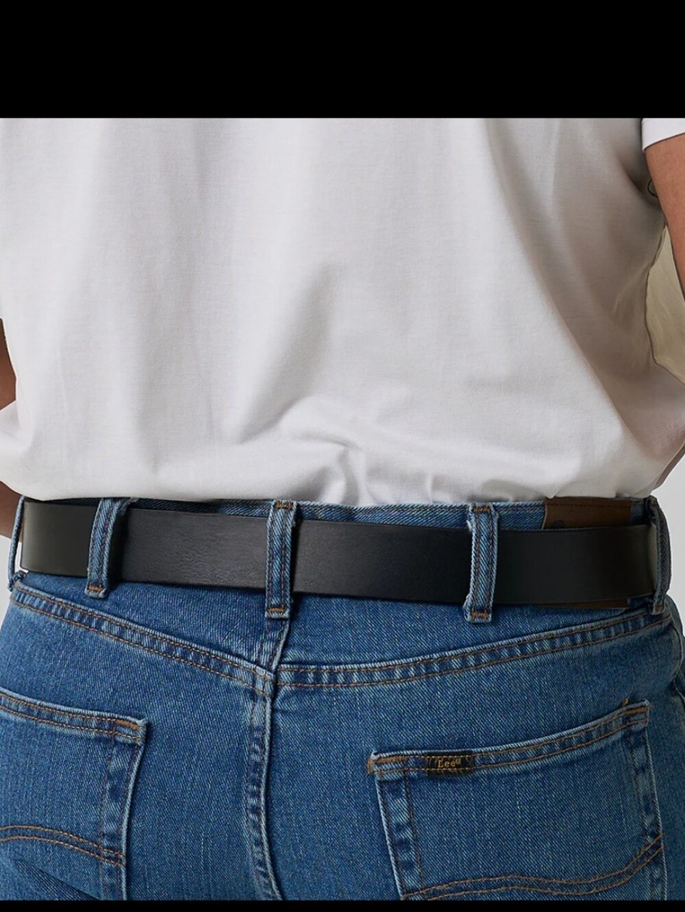 Hanks Belts Mens Gunner Stitched Black Leather Belt Size 56 Full Grain Leather — image 3 of 8